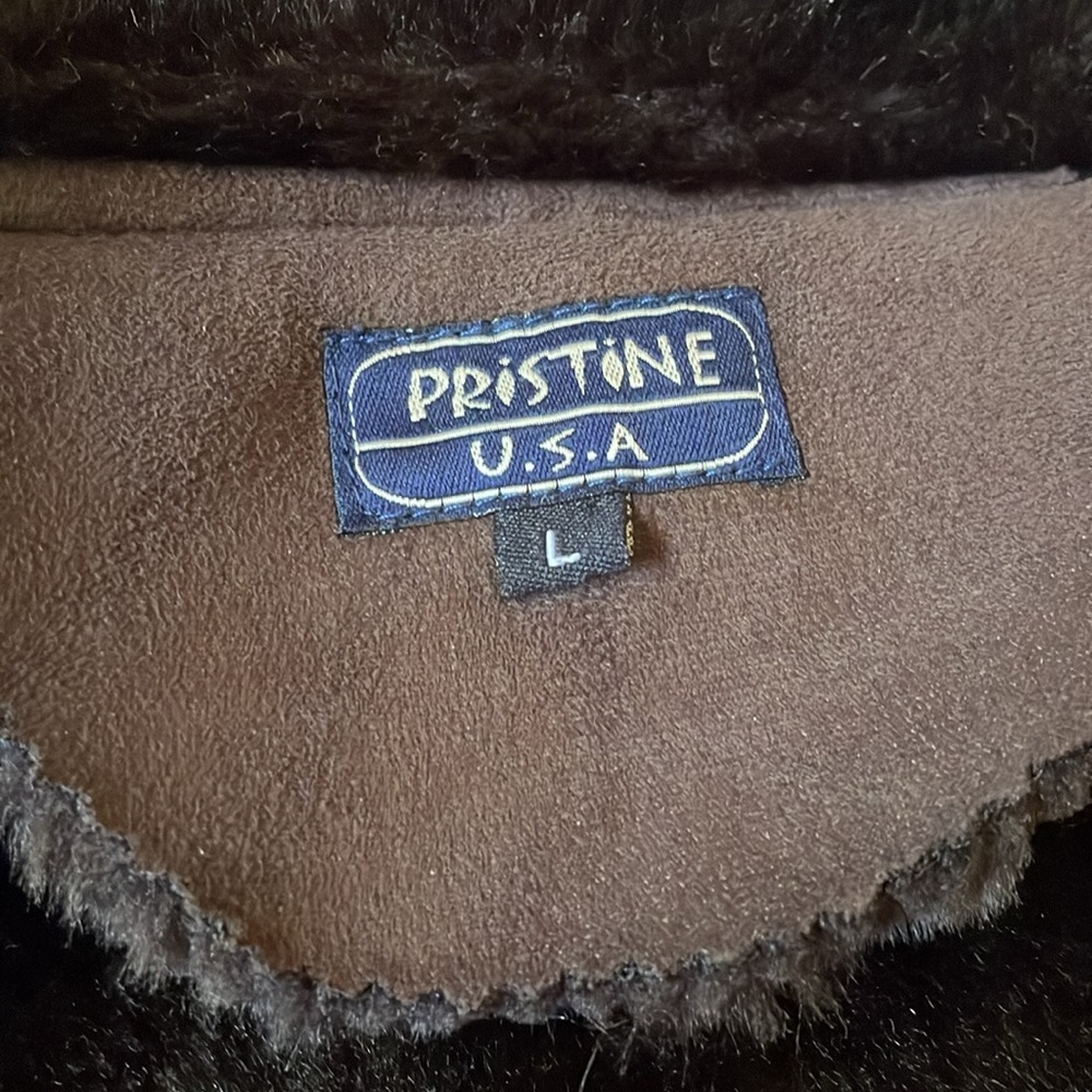 Pristine USA faux fur lined Suede Sherpa brown jacket size L - Picture 10 of 13